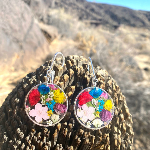 Multi-Colored Botanical Flower Garden Earrings - BG23