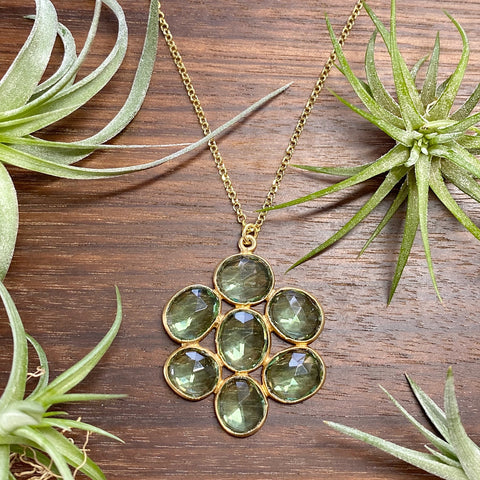 Peridot Flower Gemstone Necklace