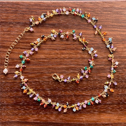 Natural Semi-Precious Gemstone Charm Necklace