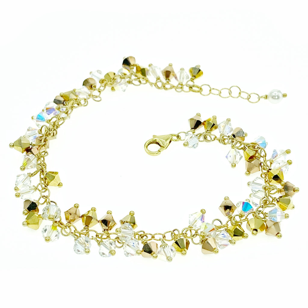 Golden Swarovski Crystal Charm Bracelet