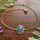 Tourmaline Gemstones | Real Wild Flowers | Shimmering Gold Bracelets