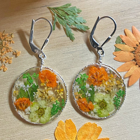 Pumpkin Orange Botanical Garden Earrings - BG76