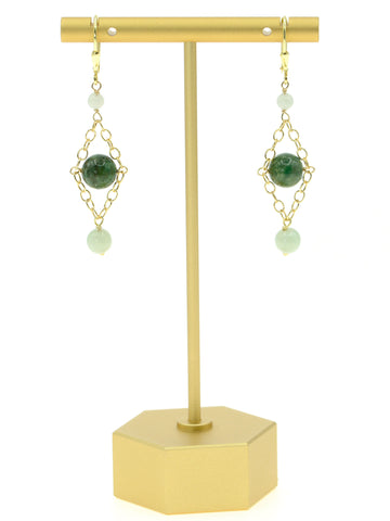 Jade Tri-Colored Diamond Earrings