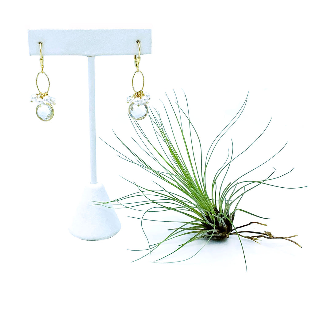 Bezel Quartz Charm Earrings