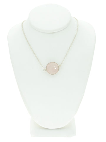 Rose Quartz Gemstone Bezel Necklace