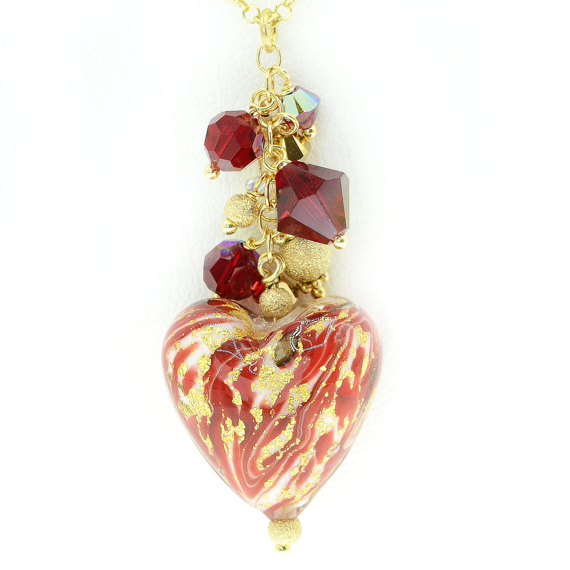 Red Ca D'Oro Venetian Glass Heart Necklace