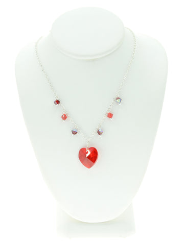 Red Crystal Heart Charm Necklace