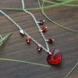Red Crystal Heart Charm Necklace