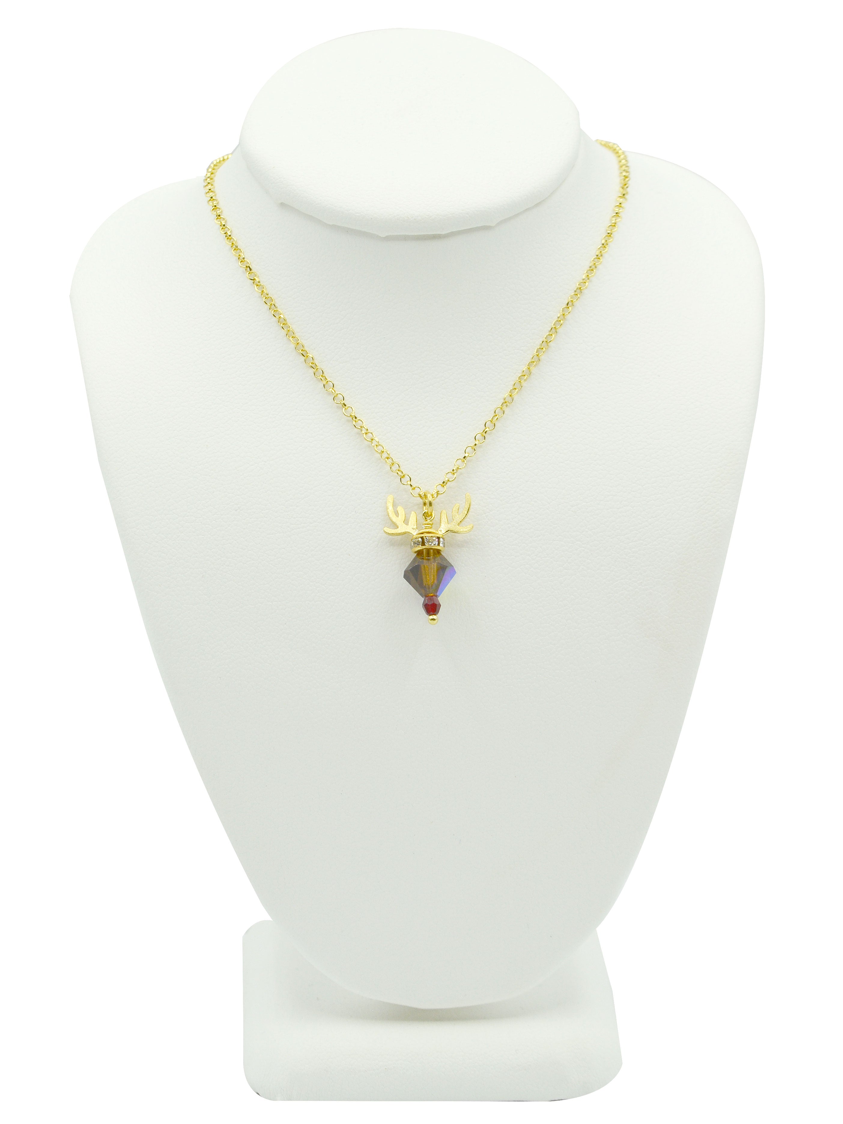 Rudolph Reindeer Crystal Necklace