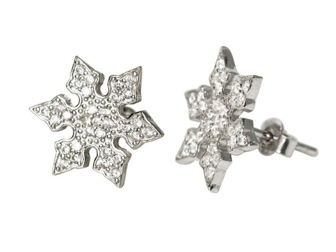 Snowflake Flowers CZ Stud Earrings