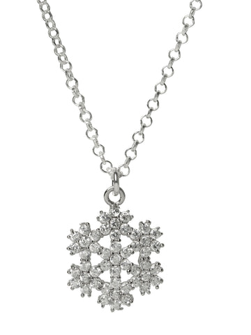 Snowflake Flower CZ Necklace